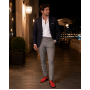 Pantofi barbati rosii eleganți din piele naturală cu șiret și talpi confortabile deosebite GKR51R
